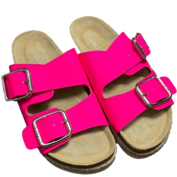 J Slides Women’s Pink Double Strap Sandals Size 8 EUC - Picture 2 of 14